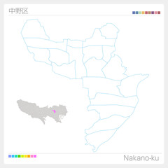 中野区・Nakano-ku・白地図（東京都）