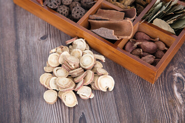 Licorice tablets beside traditional Chinese medicine box