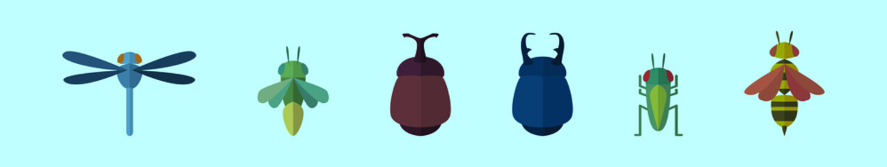 set of firefly cartoon icon design template with various models. vector illustration isolated on blue background