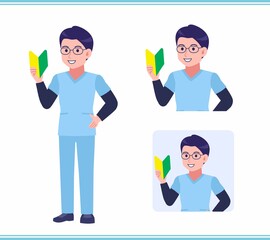 Young nurse man dressed in blue