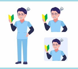 Young nurse man dressed in blue