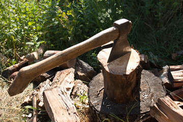 Firewood and ax
