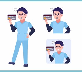 Young nurse man dressed in blue