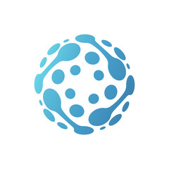 Molecular Sphere with circles. Vector Logo design