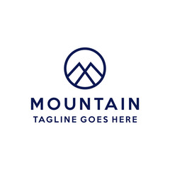 Fototapeta premium Mountain vector logo template with outline style