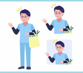 Young nurse man dressed in blue