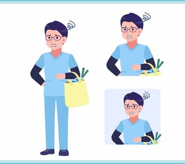 Young nurse man dressed in blue