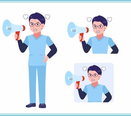 Fototapeta premium Young nurse man dressed in blue