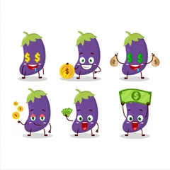 Fotobehang Eggplant cartoon character with cute emoticon bring money © kongvector