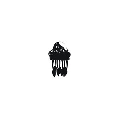 illustration of jellyfish logo icon design with black colour and white background