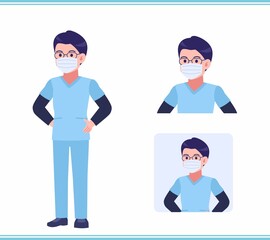 Young nurse man dressed in blue_A