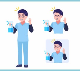 Young nurse man dressed in blue_A