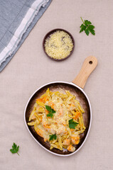 Pasta with pumpkin in white sauce