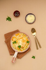 Pasta with pumpkin in white sauce