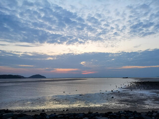 Sunrise and low tide at Phuket bay