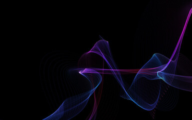 Dark abstract background with a glowing abstract waves