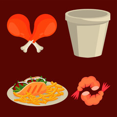 taco and chicken thighs with shrimp food