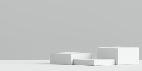 Product display podium on white background. 3D rendering	