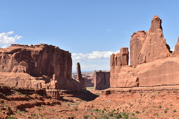 Views along the highway through Arches National Park, Utah.
