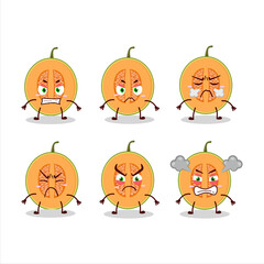 Slice of melon cartoon character with various angry expressions