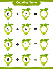 Counting game, count the number of Grape and write the result. Educational children game, printable worksheet, vector illustration
