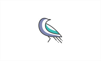 Bird line minimal logo design template vector