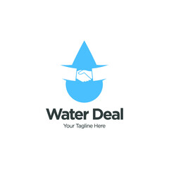 Water Deal logo. hand shake icon logo design.