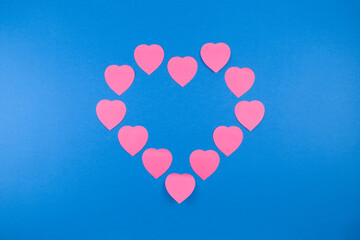 SHeart shape from Neon sticky notes in heart form . Love in Valentine's Day Date note Idea art...