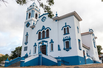 Obraz premium view of the restored façade of the Cathedral of Sao Bento, in the center of Marilia, west center of the state of Sao Paulo.