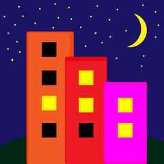 night city with moon