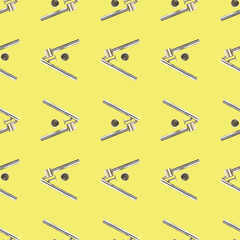 Seamless pattern from garlic press isolated on yellow flat lay