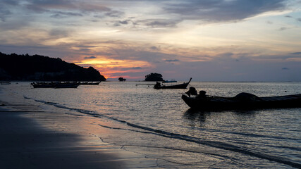 Sunset on the beach on Phuket Thailand Andaman Sea
