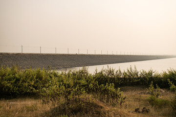 mukutmanipur dam view from the kumari river bank, west bengal, india