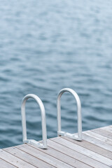 silver ladder in marina