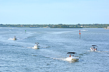Boats on intracoastal waterway in St Petersburg / Clearwater in Florida