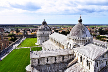 View of santa maria assunta cathedral, baptistry of st john and cityscape from the top of the...