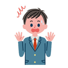 驚いている男子高校生のイラスト素材