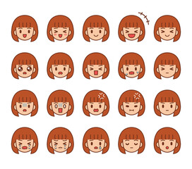 顔　アイコン　女性　セミロングヘア　01