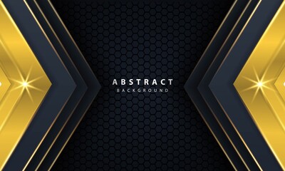 Modern gold black background with 3D Overlap layers effect.