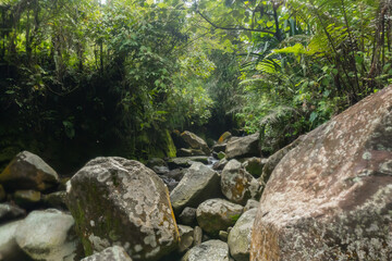 Fototapeta premium Photo of large rocks in the river