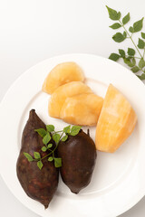 Yacon, Smallanthus sonchifolius or snow lotus in Thai sweet and crispy vegetable root eating for healthy