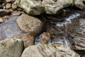Photo of large rocks in the river