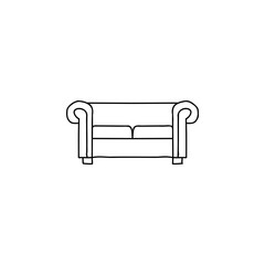 sofa doodle sketch style icon. isolated on white background simple ink hand drawn Vector illustration