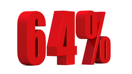  64 Percent off 3d Sign on White Background, Special Offer 64% Discount Tag, Sale Up to 64 Percent Off,big offer, Sale, Special Offer Label, Sticker, Tag, Banner, Advertising, offer Icon