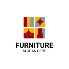 Modern Unique Furniture and Household with Sofa or Chair Icon Logo Vector Design Template Isolated.