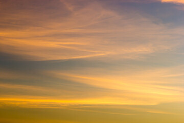 Beautiful golden color of the sky in the evening