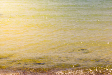Wave on beach close up shot sunset time