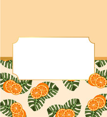 citrus fruit poster with oranges and leafs pattern in frame