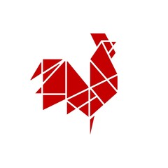 geometric rooster tech logo vector icon illustration © gaga vastard