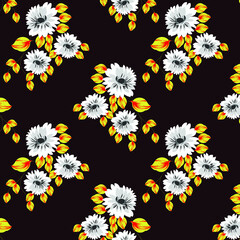 seamless vector flowers pattern on  background